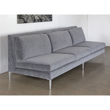 Armless Sofa in Charcoal Velvet