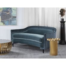 London Blue Topaz Curved Velvet Sofa