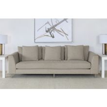 Contemporary Beige Sofa With Toss Pillow Back
