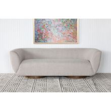 Modern Rounded Taupe Sofa  On Column Legs