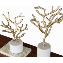Set of 2 Tree Figurines on Marble Base - Cleared Décor
