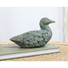 Stone Duck Figurine With Patinaed Finish