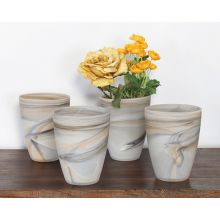 Set Of 4 Matte Alabaster Swirl Vases