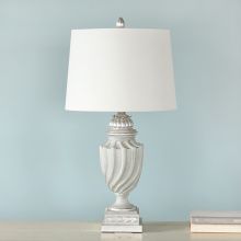 Off White And Silver Tipped Urn Table Lamp