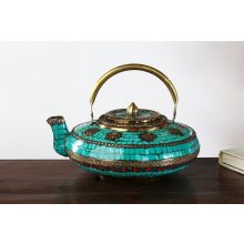Turquoise Tile Pattern Indian Tea Kettle