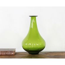 Pear-Shaped Tall Green Glass Vase